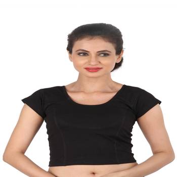 Black Cotton Lycra  stitched blouse 1