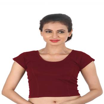 Maroon Cotton Lycra  stitched blouse 1