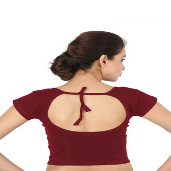 Maroon Cotton Lycra  stitched blouse 2