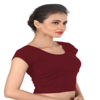 Maroon Cotton Lycra  stitched blouse 3