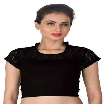 Black Cotton Lycra  stitched blouse 1