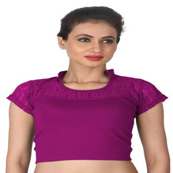 Magenta Cotton Lycra  stitched blouse 1