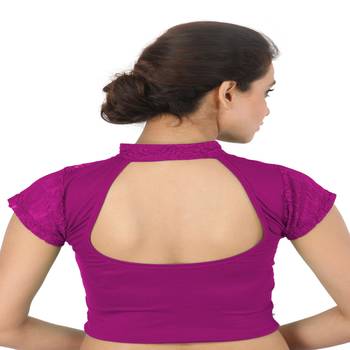 Magenta Cotton Lycra  stitched blouse 2