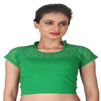 Green Cotton Lycra  stitched blouse 1