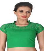 Green Cotton Lycra  stitched blouse