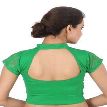 Green Cotton Lycra  stitched blouse 2