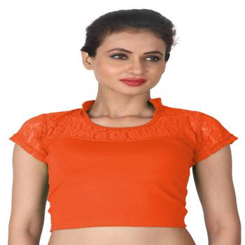 Orange Cotton Lycra  stitched blouse 1