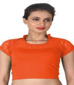 Orange Cotton Lycra  stitched blouse