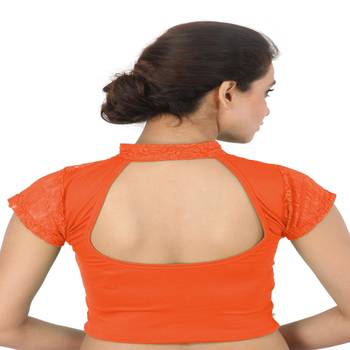Orange Cotton Lycra  stitched blouse 2