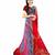 Red printed georgette saree with blouse