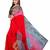 Red printed georgette saree with blouse