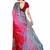 Red printed georgette saree with blouse