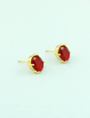 Ruby red cz ad american diamond stud earrings jewellery for women 2