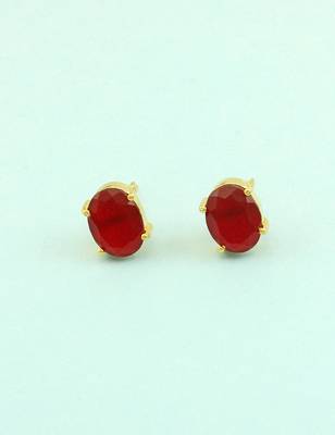 Ruby red cz ad american diamond stud earrings jewellery for women 3