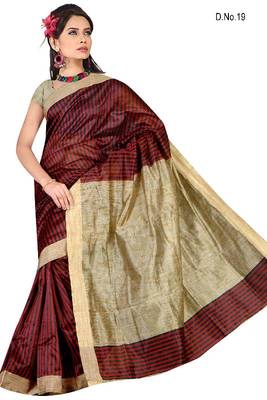 Maroon Khicha Patti Saree 1