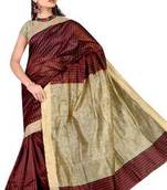 Maroon Khicha Patti Saree