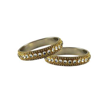 Golden Stone Stud Brass Bangle 1