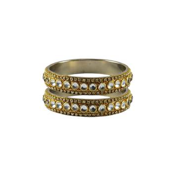 Golden Stone Stud Brass Bangle 2