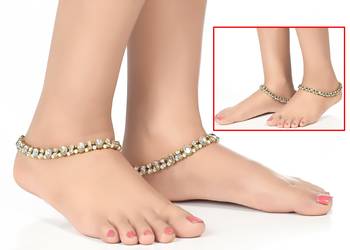 Casual Wear Pearl Golden Finishing Payal 1