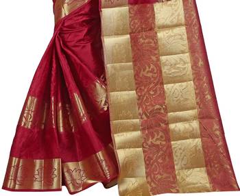 Maroon woven banarasi silk saree with blouse 4