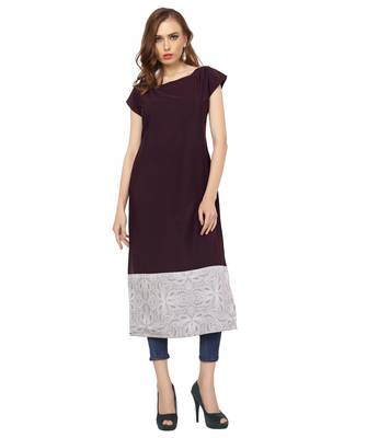 Maroon printed crepe stitched ethnic-kurtis 1