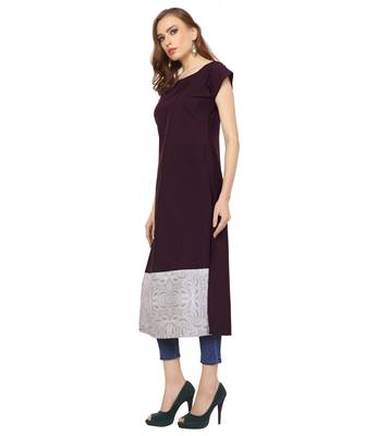Maroon printed crepe stitched ethnic-kurtis 2