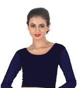 nevy blue Cotton Lycra  stitched blouse