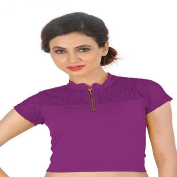 Magenta Cotton Lycra  stitched blouse 1