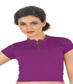 Magenta Cotton Lycra  stitched blouse