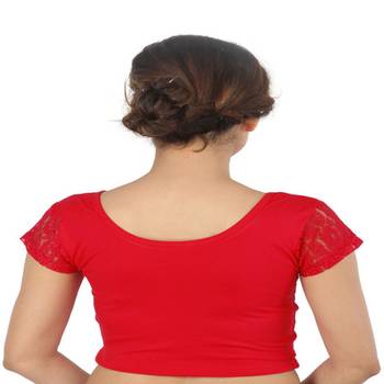Red Cotton Lycra  stitched blouse 2