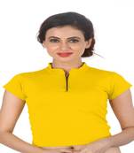 Yellow Cotton Lycra  stitched blouse
