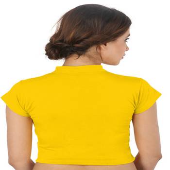 Yellow Cotton Lycra  stitched blouse 2