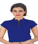 Blue Cotton Lycra  stitched blouse