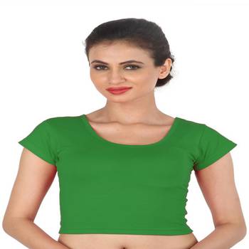 Green Cotton Lycra  stitched blouse 1