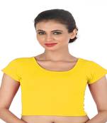Yellow Cotton Lycra  stitched blouse