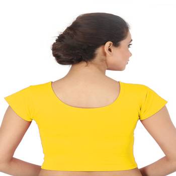 Yellow Cotton Lycra  stitched blouse 2