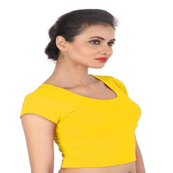 Yellow Cotton Lycra  stitched blouse 3