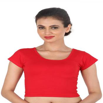 Red Cotton Lycra  stitched blouse 1