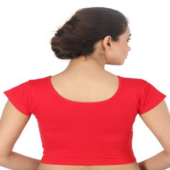 Red Cotton Lycra  stitched blouse 2