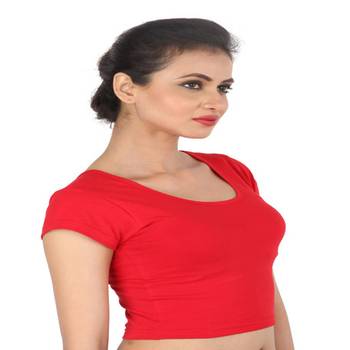 Red Cotton Lycra  stitched blouse 3