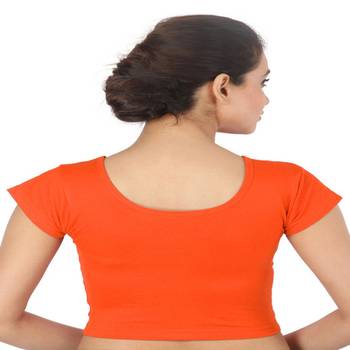 Orange Cotton Lycra  stitched blouse 2