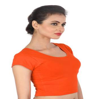 Orange Cotton Lycra  stitched blouse 3