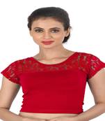Red Cotton Lycra  stitched blouse