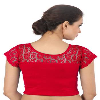 Red Cotton Lycra  stitched blouse 2