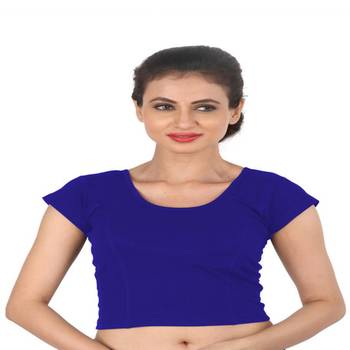 Blue Cotton Lycra  stitched blouse 1