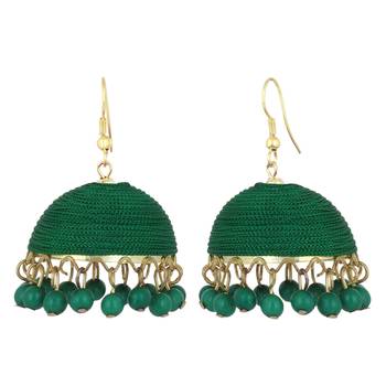 Bottel Greenish Shade Silk Thread Big Jhumka 1