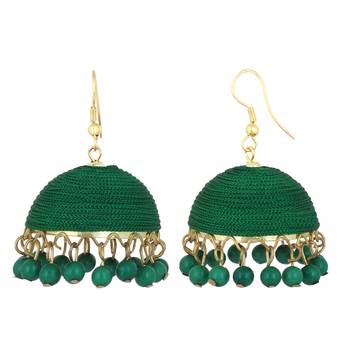 Bottel Greenish Shade Silk Thread Big Jhumka 2