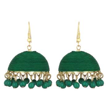 Bottel Greenish Shade Silk Thread Big Jhumka 3