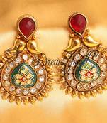 Awesome Antique Meenakari Red Green Designer Earrings