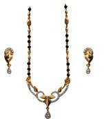 Designer American Diamond   Black  Gold Plated Shiny  Mangalsutra